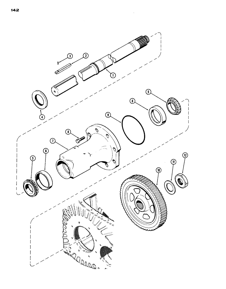 Схема запчастей Case IH 1070 - (142) - 88" REAR AXLE, 3-3/16" DIAMETER SHORT AXLE (06) - POWER TRAIN