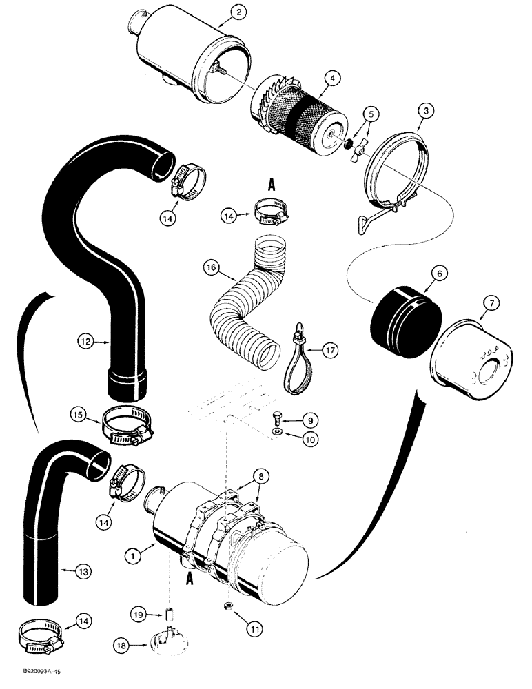 Схема запчастей Case IH 1818 - (2-04) - AIR CLEANER AND MOUNTING PARTS (02) - ENGINE