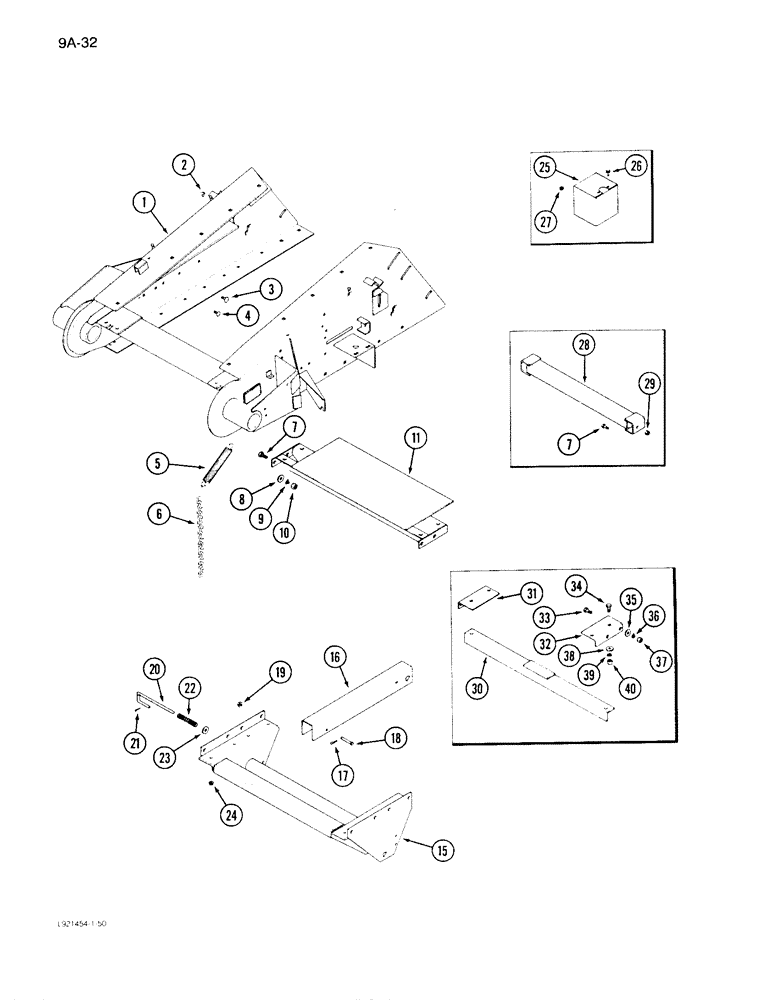 Схема запчастей Case IH 1640 - (9A-32) - FEEDER, LIFT BRACKET AND SUPPORTS (13) - FEEDER