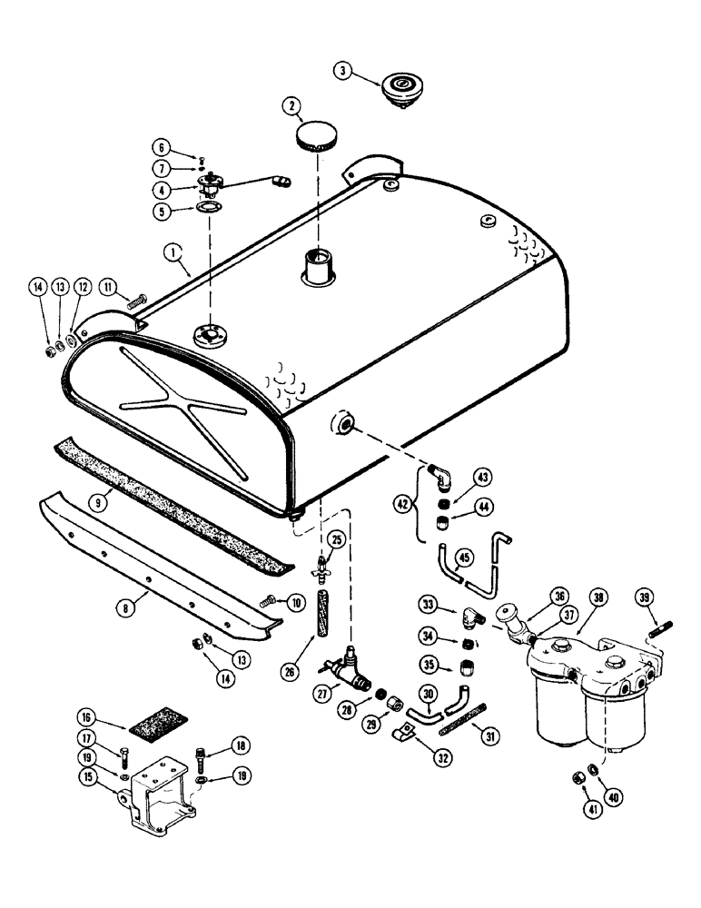 Схема запчастей Case IH 930-SERIES - (023C) - FUEL TANK AND LINES, (401) DIESEL ENGINE, USED PRIOR TO TRACTOR SERIAL NUMBER 8291471 (03) - FUEL SYSTEM