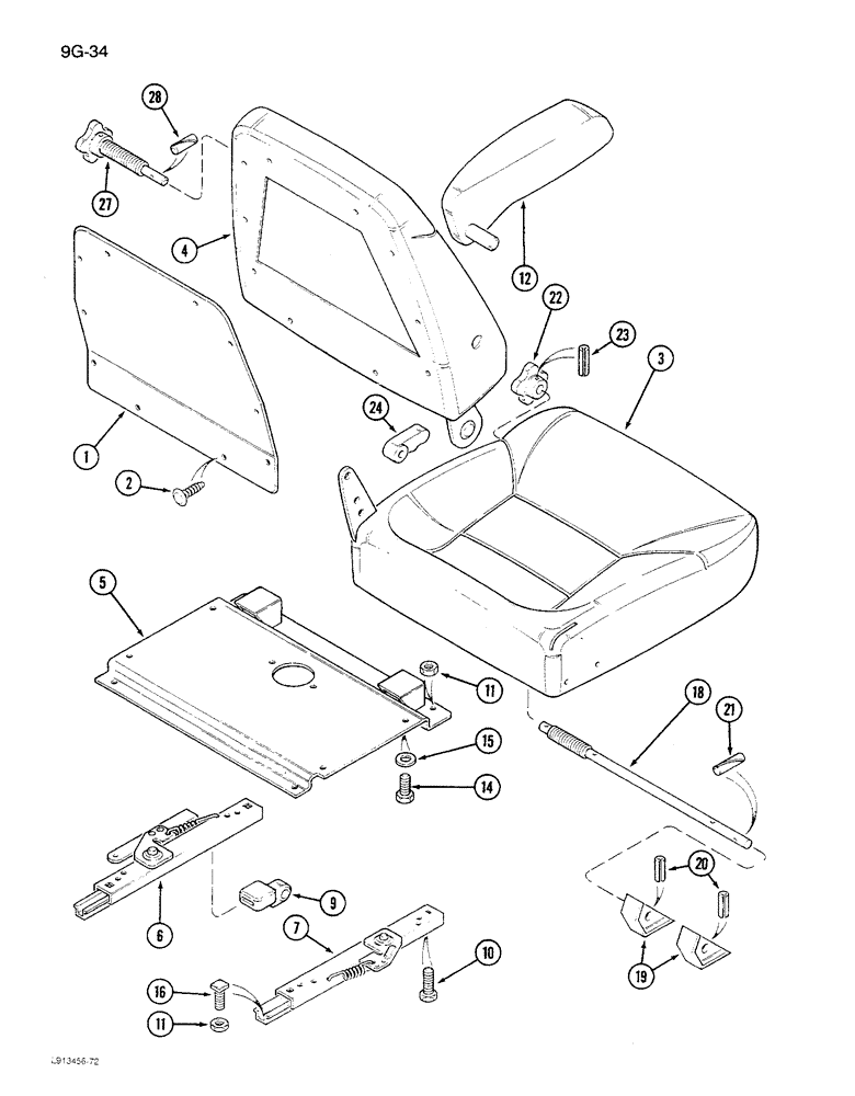 Схема запчастей Case IH 1680 - (9G-34) - SEAT ASSEMBLY, MECHANICAL SUSPENSION, SEARS SEAT, P.I.N. JJC0115001 & AFTER (10) - CAB & AIR CONDITIONING