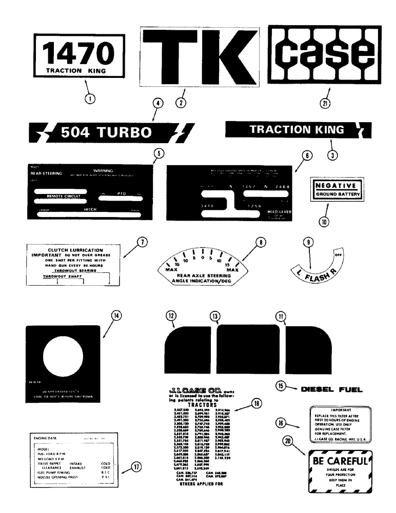 Схема запчастей Case IH 1470 - (115A) - DECALS, FIRST USED TRACTOR SERIAL NUMBER 8674001 (09) - CHASSIS