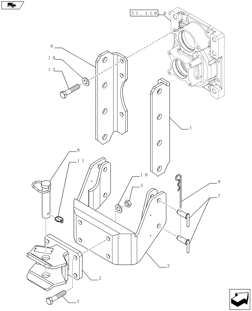 Схема запчастей Case IH FARMALL 65C - (37.100.0102) - TRAILER HITCH CAT. "C" - PIN SUPPORT - ISO (VAR.330891) (37) - HITCHES, DRAWBARS & IMPLEMENT COUPLINGS