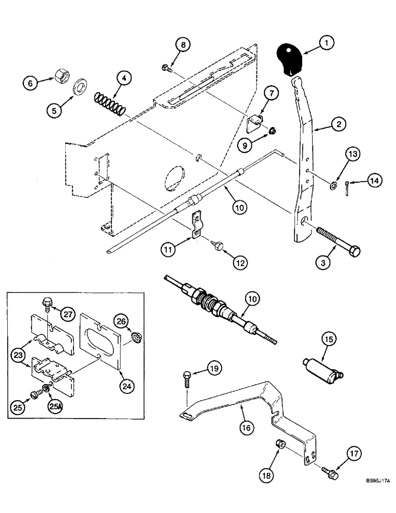 Схема запчастей Case IH 2144 - (3-14) - THROTTLE CONTROL, PRIOR TO COMBINE P.I.N. JJC0173150 (02) - FUEL SYSTEM