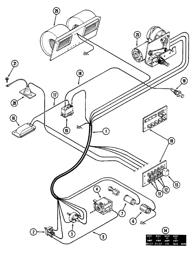 Схема запчастей Case IH 2090 - (4-096) - CAB HEADLINER WIRING, PRIOR TO CAB SERIAL NUMBER 12008153 (04) - ELECTRICAL SYSTEMS