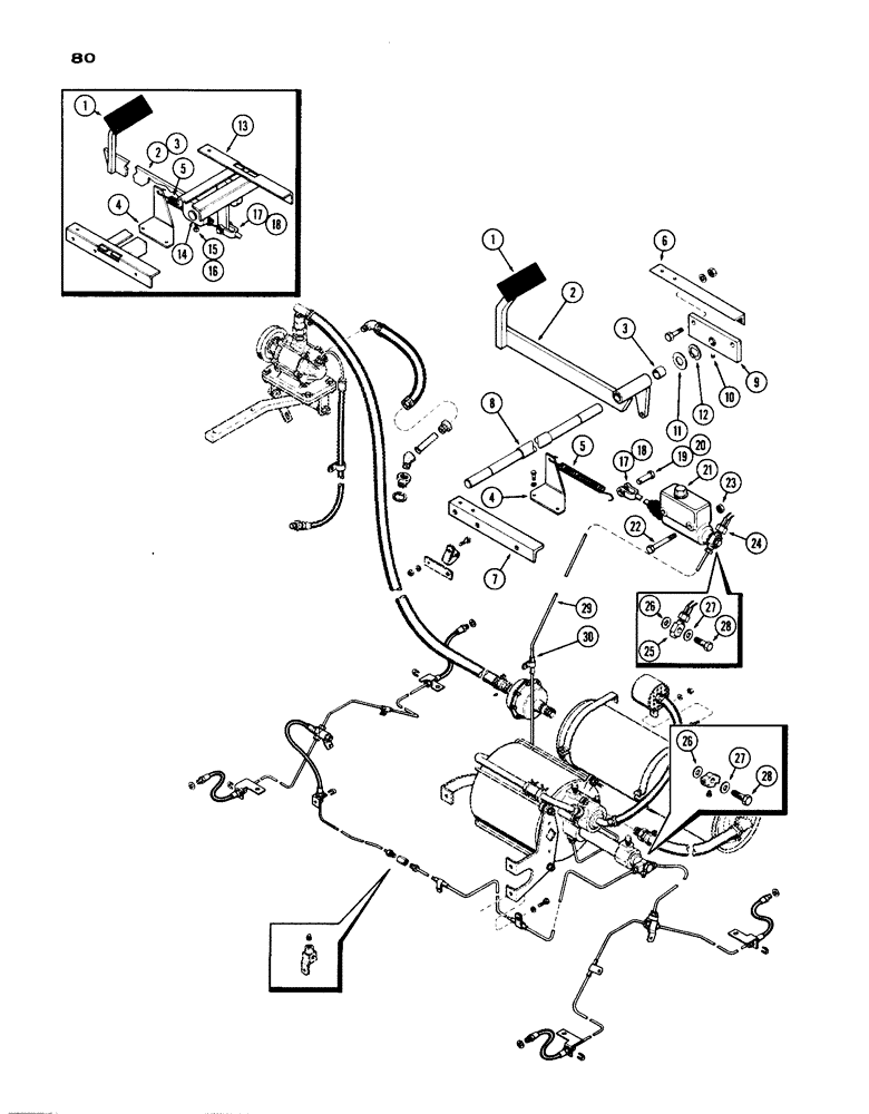 Схема запчастей Case IH 1200 - (080) - HYDRAULIC BRAKE LINES AND PEDAL SYSTEM (07) - BRAKES