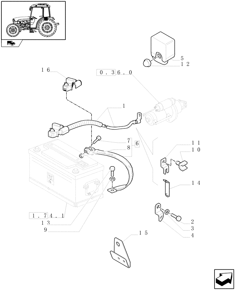 Схема запчастей Case IH FARMALL 85C - (1.75.3[01]) - BATTERY CABLES - C6502 (06) - ELECTRICAL SYSTEMS