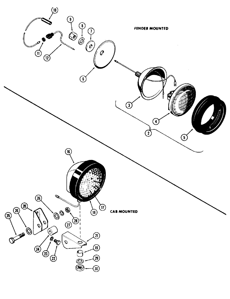 Схема запчастей Case IH 930-SERIES - (073A) - CULTIVATING LAMP, FENDER MOUNTED (04) - ELECTRICAL SYSTEMS