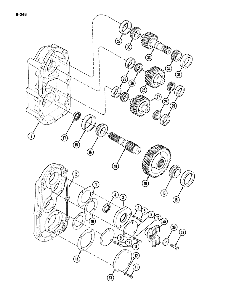 Схема запчастей Case IH 4994 - (6-246) - PTO INPUT AND OUTPUT SHAFTS GEARS AND COVERS (06) - POWER TRAIN