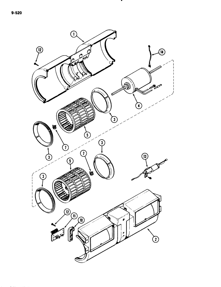 Схема запчастей Case IH 2294 - (9-520) - CAB, BLOWER ASSEMBLY (09) - CHASSIS/ATTACHMENTS