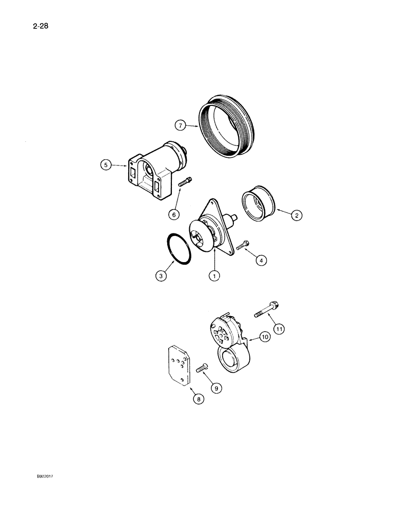 Схема запчастей Case IH 7150 - (2-028) - WATER PUMP SYSTEM, 6T-830 ENGINE, 6TA-830 ENGINE (02) - ENGINE