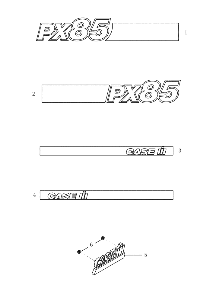 Схема запчастей Case IH PX85 - (09-06) - DECALS - PX85 (09) - CHASSIS/ATTACHMENTS