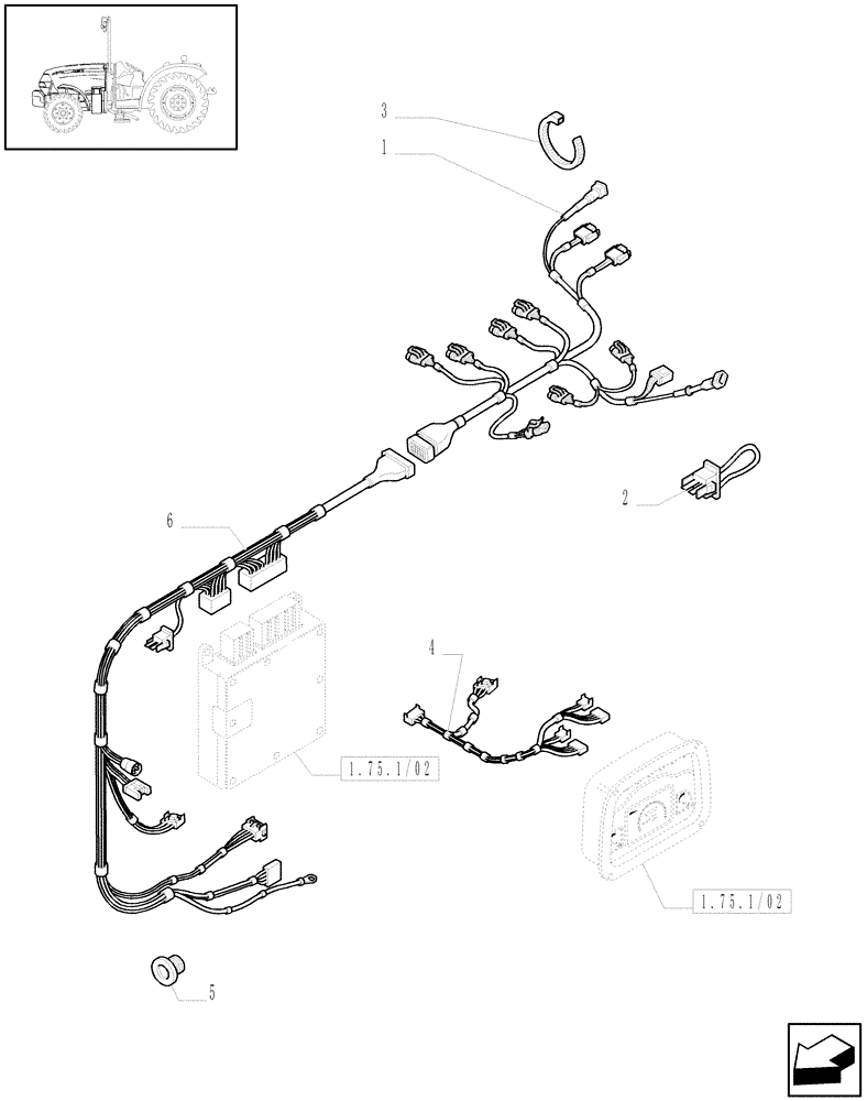 Схема запчастей Case IH JX1095N - (1.75.4/04[02]) - (VAR.297) HI-LO NA - VARIOUS WIRING (06) - ELECTRICAL SYSTEMS