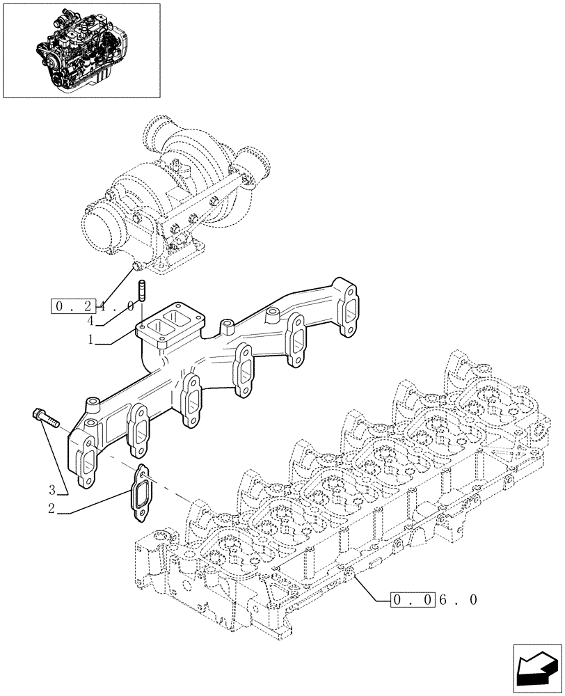 Схема запчастей Case IH F4GE0684C D600 - (0.07.7[01]) - EXHAUST MANIFOLD (504067528) 