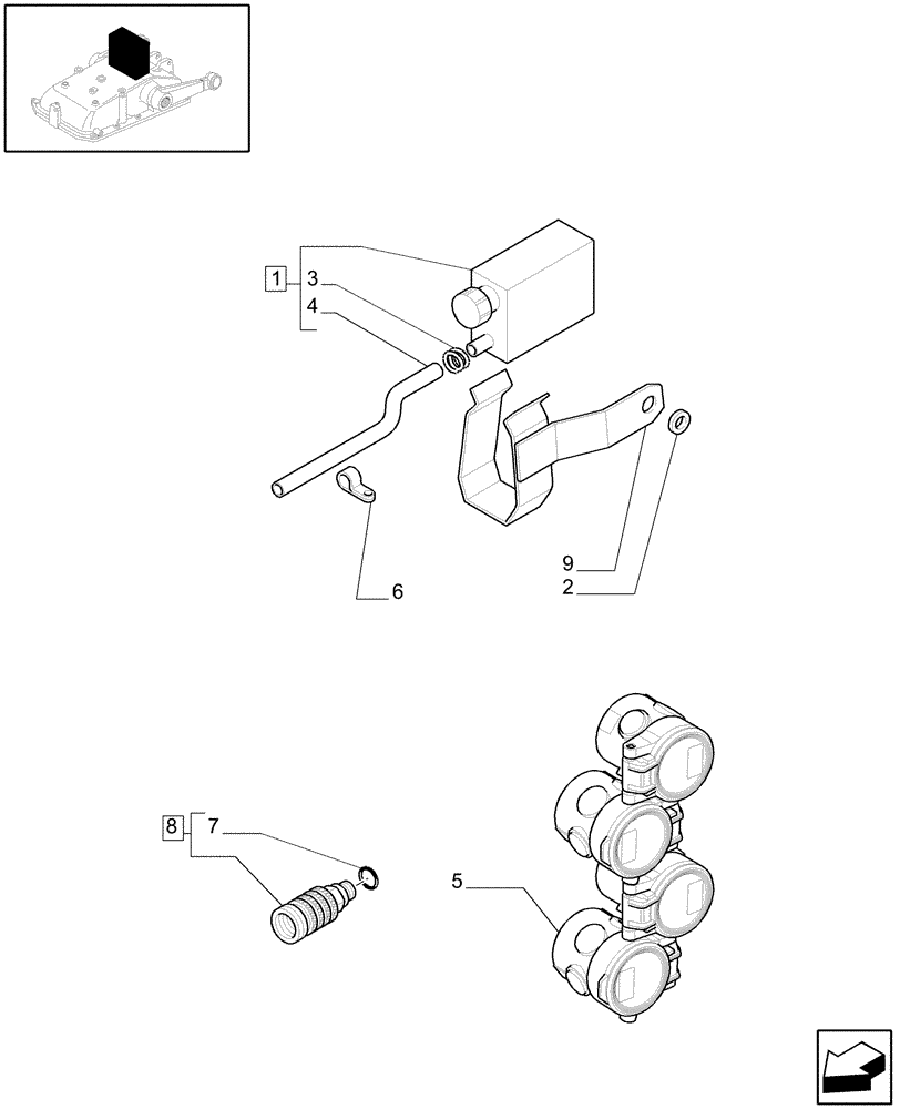 Схема запчастей Case IH JX1095C - (1.82.7/16) - (VAR.546) 8 DELUXE FAST CONNECTORS AND OIL COLLECTION SYSTEM FOR 4 CONTROL VALVES (07) - HYDRAULIC SYSTEM