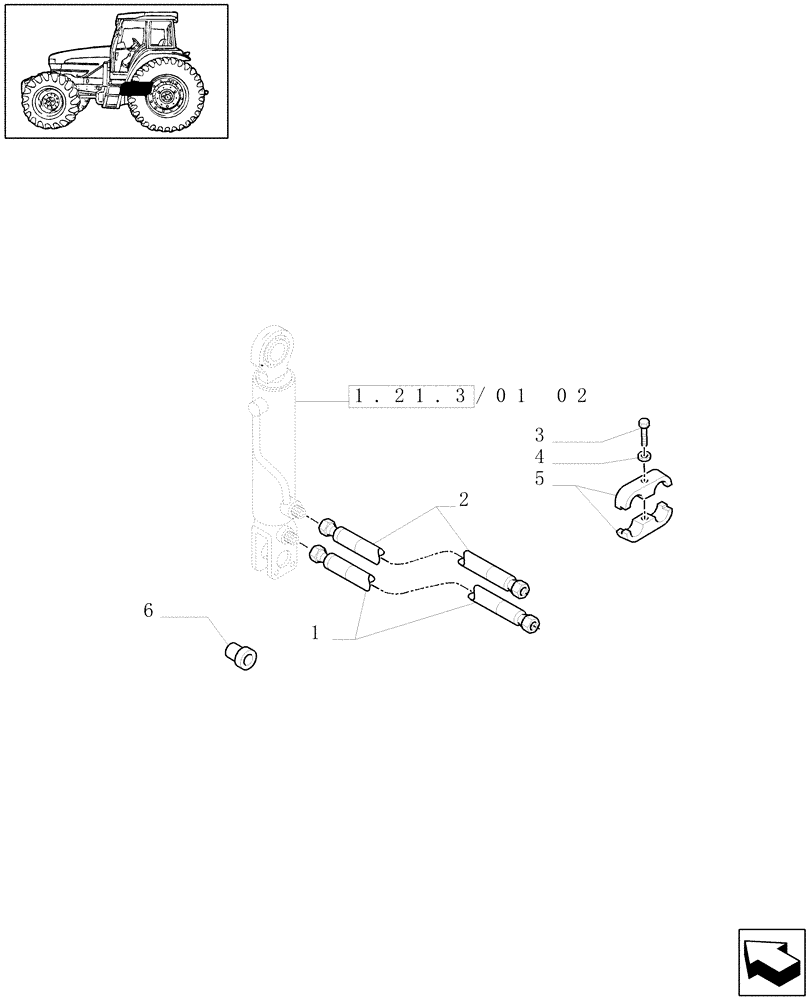 Схема запчастей Case IH MAXXUM 140 - (1.21.2/01[04]) - (CL.4) SUSPENDED FRONT AXLE W/MULTI-PLATE DIFF. LOCK - PIPES - D6385 (VAR.330429-330430) (03) - TRANSMISSION