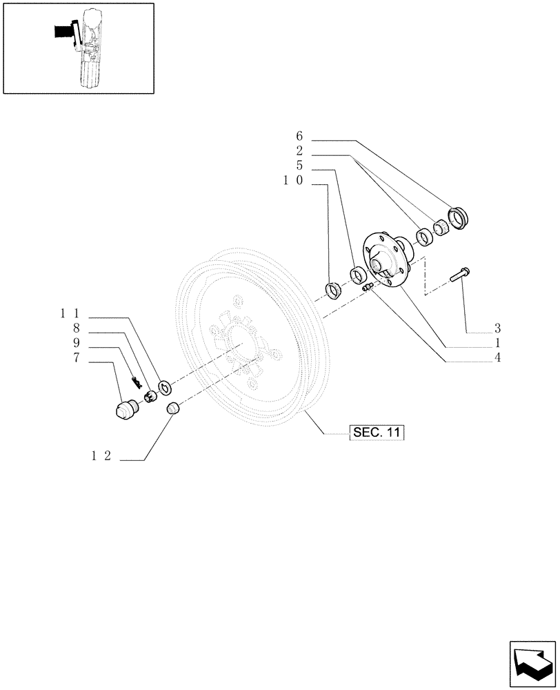 Схема запчастей Case IH MXU110 - (1.41.0[04]) - 2WD FRONT AXLE - HUB (04) - FRONT AXLE & STEERING