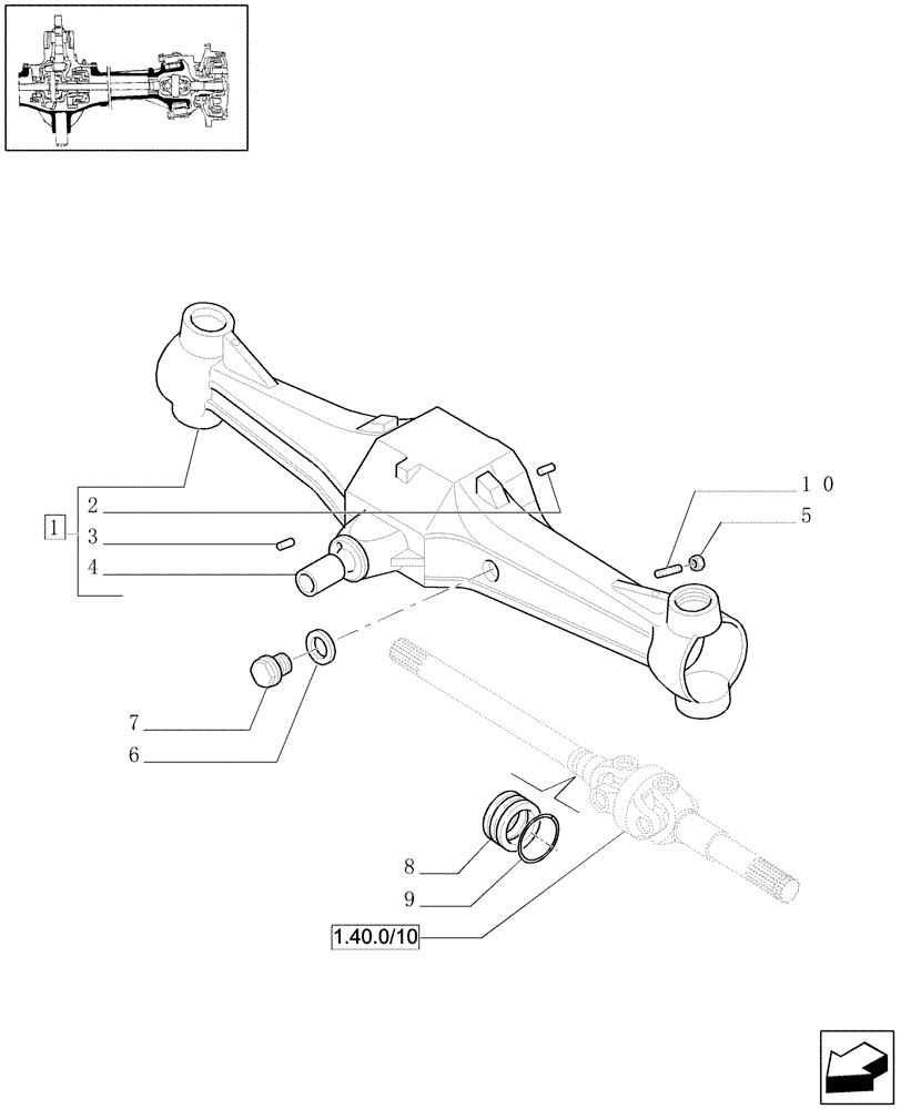 Схема запчастей Case IH MXU115 - (1.40.0/01[01]) - 4WD CL.2 FRONT AXLE - BOX (04) - FRONT AXLE & STEERING