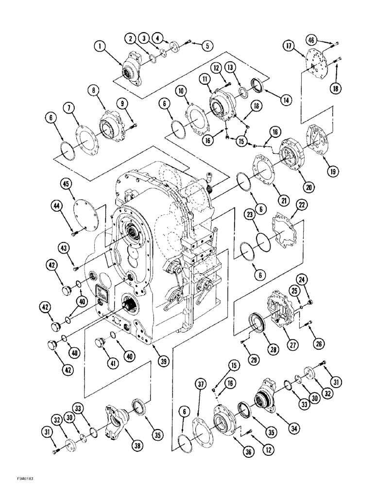 Схема запчастей Case IH 9380 - (6-034) - 12 SPEED SYNCHROSHIFT TRANSMISSION ASSEMBLY, PUMP MOUNTING, COVERS AND YOKES (06) - POWER TRAIN