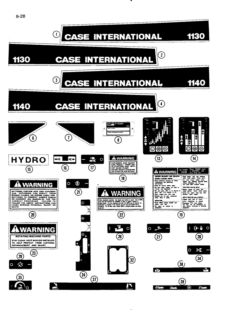 Схема запчастей Case IH 1140 - (9-28) - DECALS (09) - CHASSIS/ATTACHMENTS