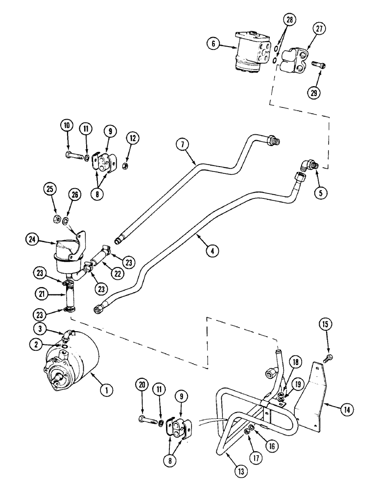 Схема запчастей Case IH 1594 - (5-108) - STEERING PUMP AND TUBES, TRACTORS WITH CAB (05) - STEERING