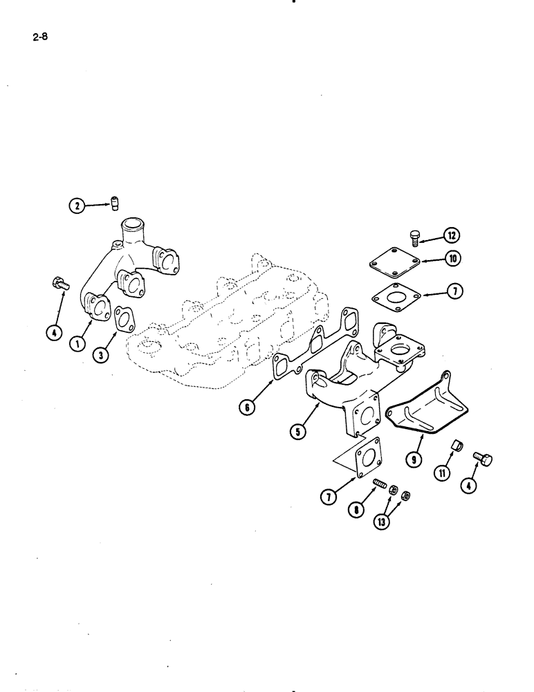 Схема запчастей Case IH 275 - (2-08) - INTAKE AND EXHAUST MANIFOLD (02) - ENGINE