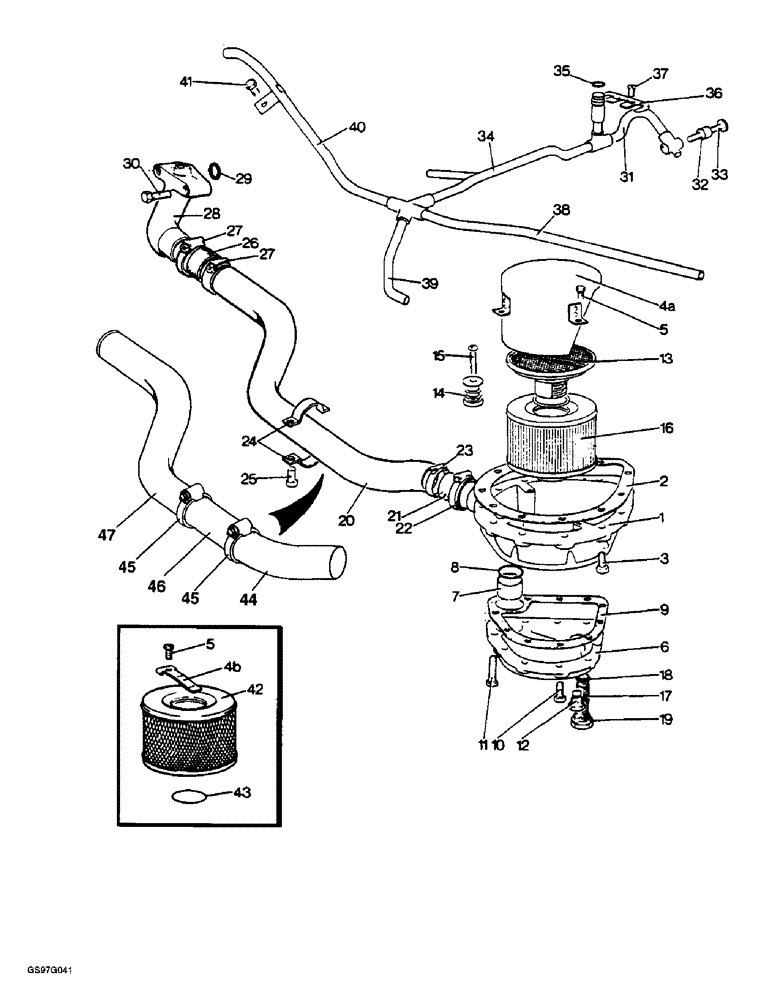 Схема запчастей Case IH 1212 - (8-02) - SUCTION STRAINER AND LOW PRESSURE PIPES (08) - HYDRAULICS