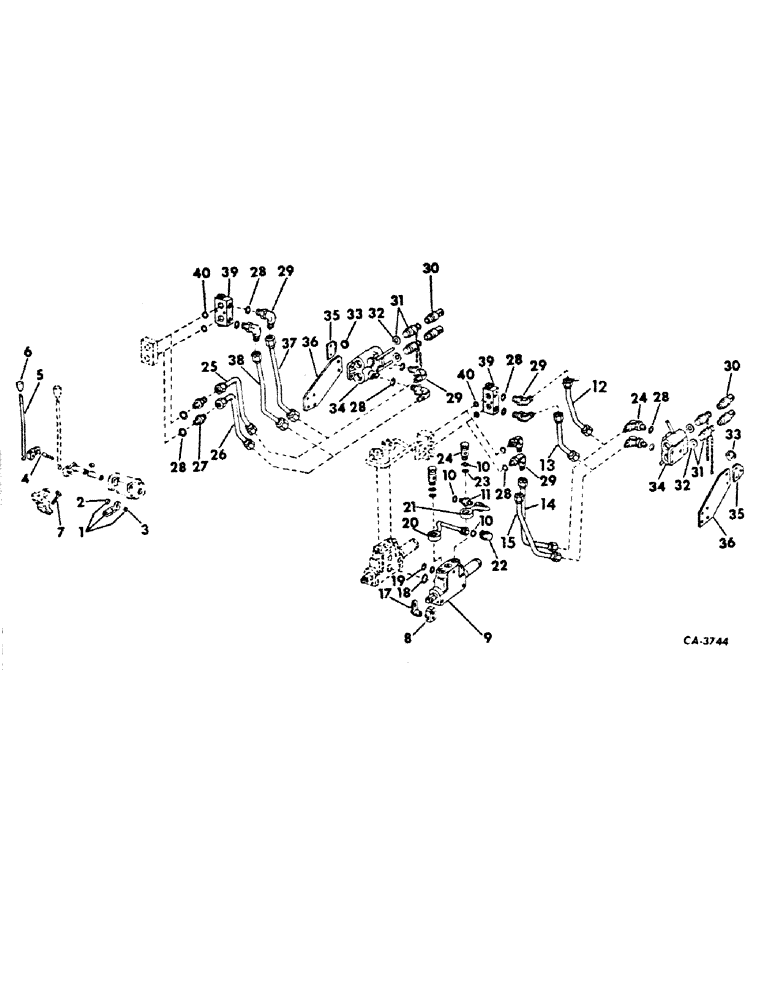 Схема запчастей Case IH 2756 - (F-23) - HYDRAULICS SYSTEM, SECOND AUXILIARY VALVE AND TUBES, WITH LEVER ACTUATED HYDRAULIC COUPLERS (07) - HYDRAULIC SYSTEM