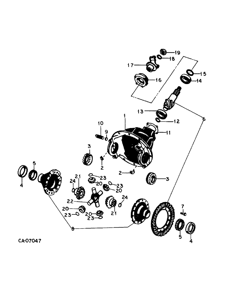 Схема запчастей Case IH 1486 - (07-55) - DRIVE TRAIN, DIFFERENTIAL CARRIER, TRACTORS WITH ALL WHEEL DRIVE (04) - Drive Train