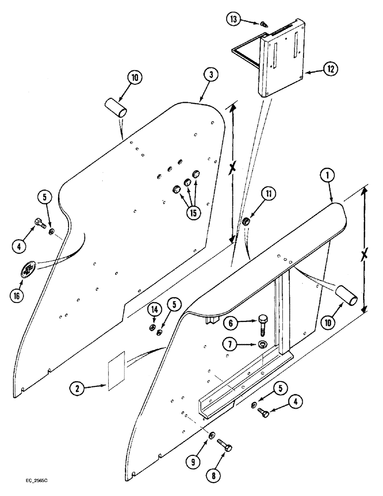 Схема запчастей Case IH 3220 - (9-020) - REAR FENDERS, CROWN TOP (09) - CHASSIS/ATTACHMENTS