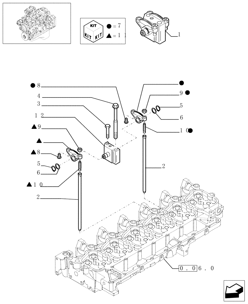 Схема запчастей Case IH PX170 - (0.06.6[01]) - ROCKER SHAFT (504090396) (02) - ENGINE