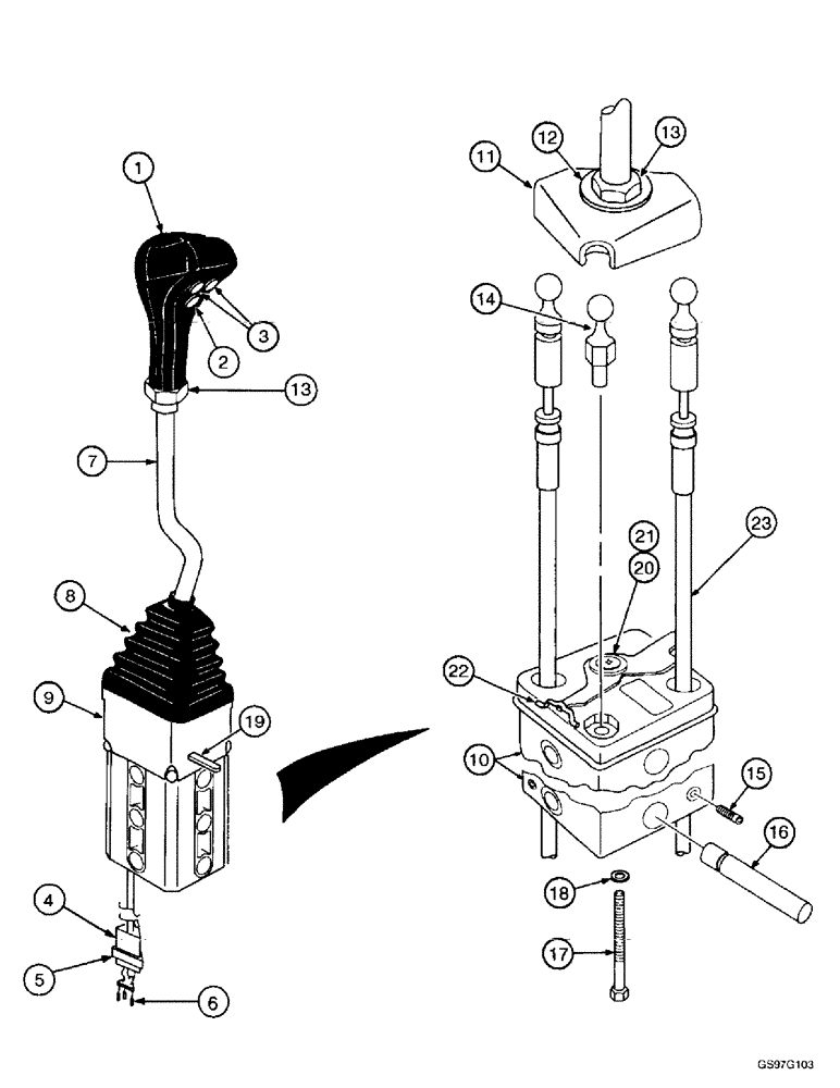 Схема запчастей Case IH L550 - (8-050) - CONTROL ASSEMBLY - 3 FUNCTION (C70 - C100) (08) - HYDRAULICS