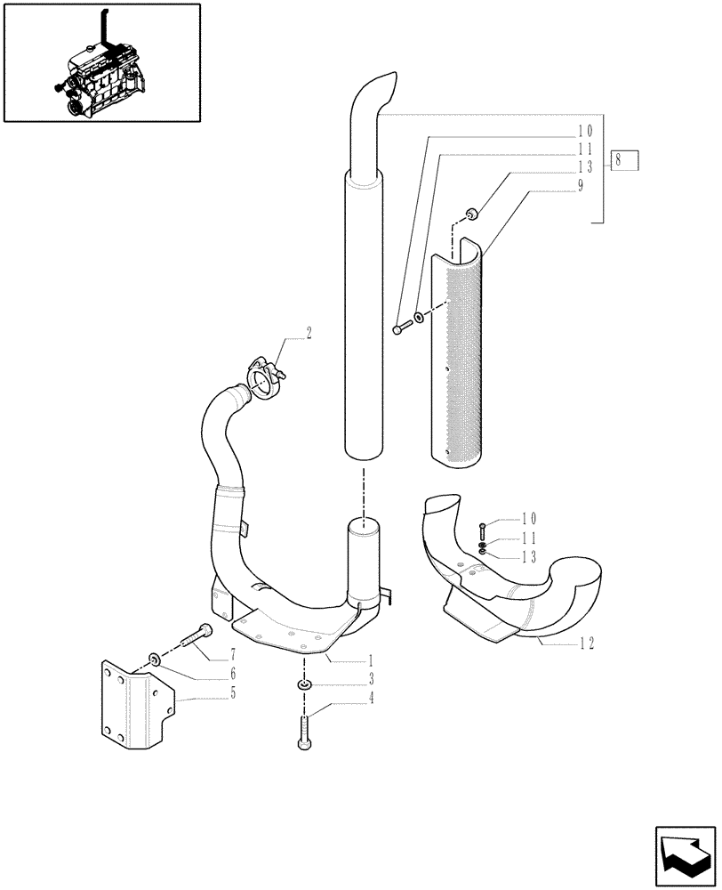 Схема запчастей Case IH MXU135 - (1.15.1[02]) - SILENCER (MUFFLER) (02) - ENGINE EQUIPMENT