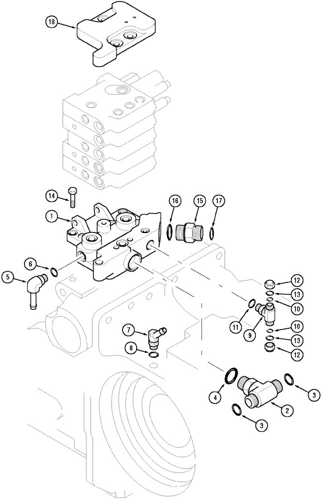 Схема запчастей Case IH MX80C - (08-11) - INLET AND OUTLET MANIFOLD (08) - HYDRAULICS