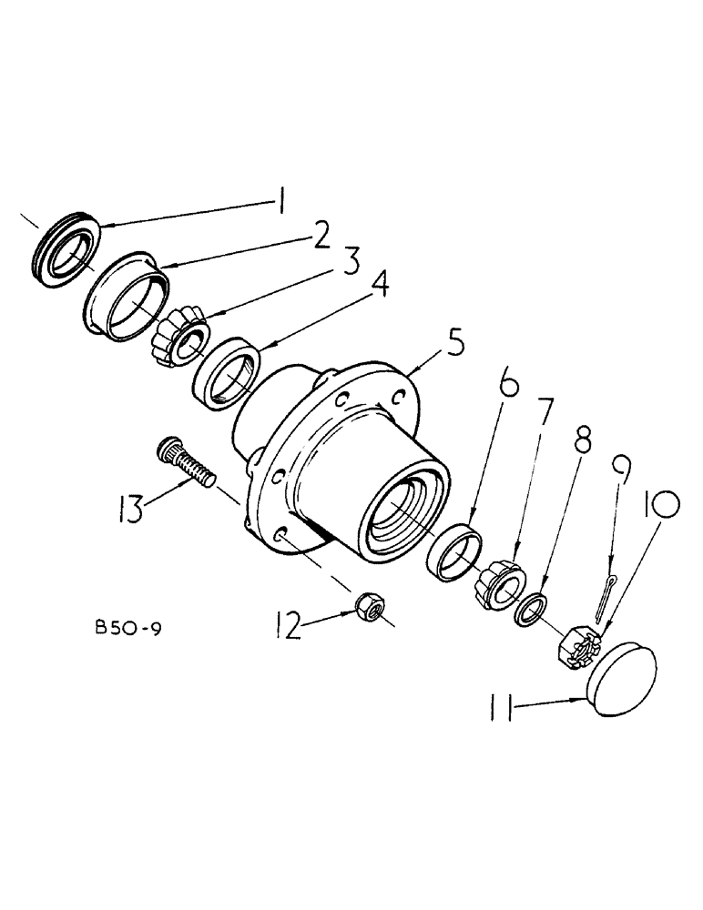 Схема запчастей Case IH 584 - (14-005) - FRONT WHEEL HUB, BEARINGS AND CAP Suspension