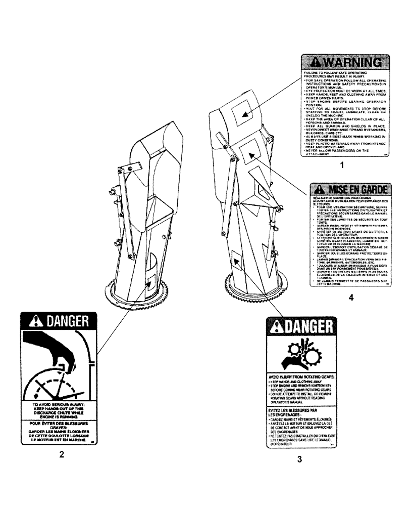 Схема запчастей Case IH 717151046 - (113.01) - THREE PART CHUTE DECALS - 715345006 