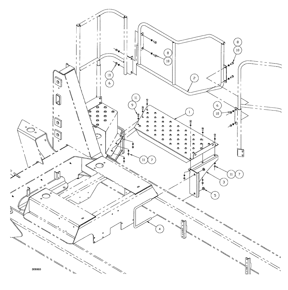 Схема запчастей Case IH SPX4260 - (118) - REAR WALKWAY ASSEMBLY (90) - PLATFORM, CAB, BODYWORK AND DECALS