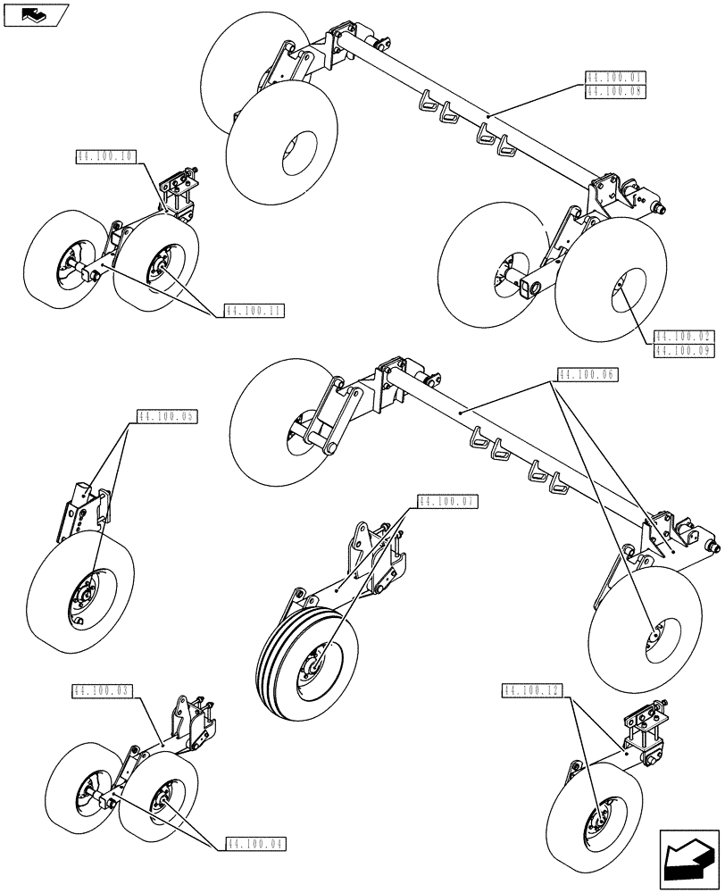 Схема запчастей Case IH 930 - (44.100.00) - AXLE AND WHEEL INDEX (44) - WHEELS
