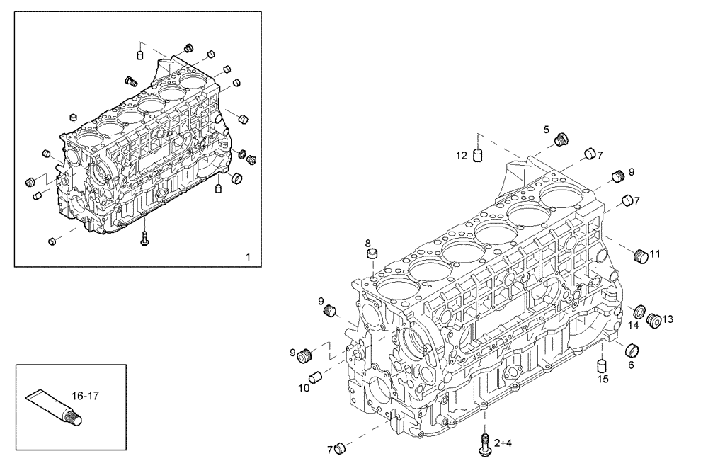 Схема запчастей Case IH F3AE0684K E904 - (0401.021) - CRANKCASE 