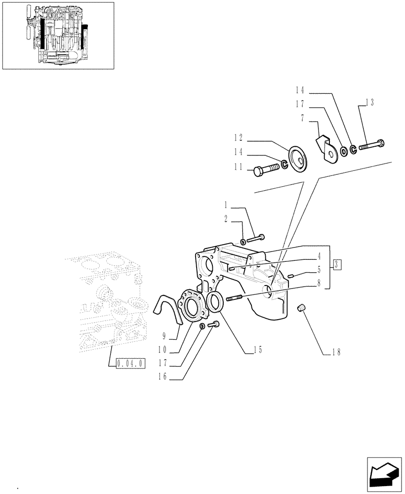 Схема запчастей Case IH JX60 - (0.04.3[02]) - COVERS & GASKETS, REAR (01) - ENGINE