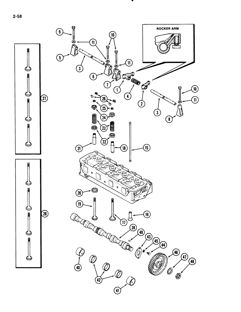 Схема запчастей Case IH 1835B - (2-58) - VALVE MECHANISM, 188 DIESEL ENGINE (02) - ENGINE