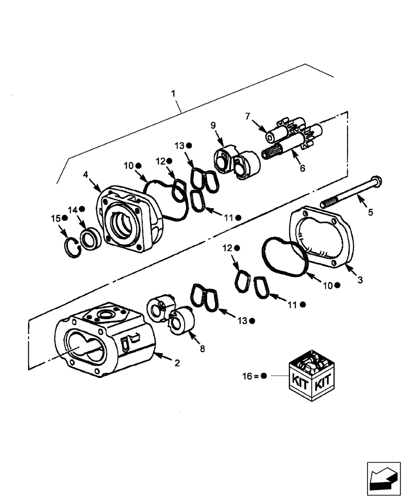 Схема запчастей Case IH DX60 - (04.03.02) - HYDRAULIC PUMP & REPAIR KIT (04) - FRONT AXLE & STEERING