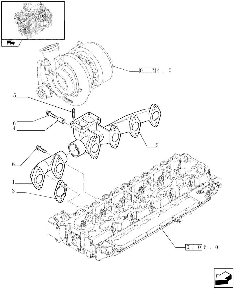 Схема запчастей Case IH PUMA 225 - (0.07.7) - EXHAUST MANIFOLD (01) - ENGINE