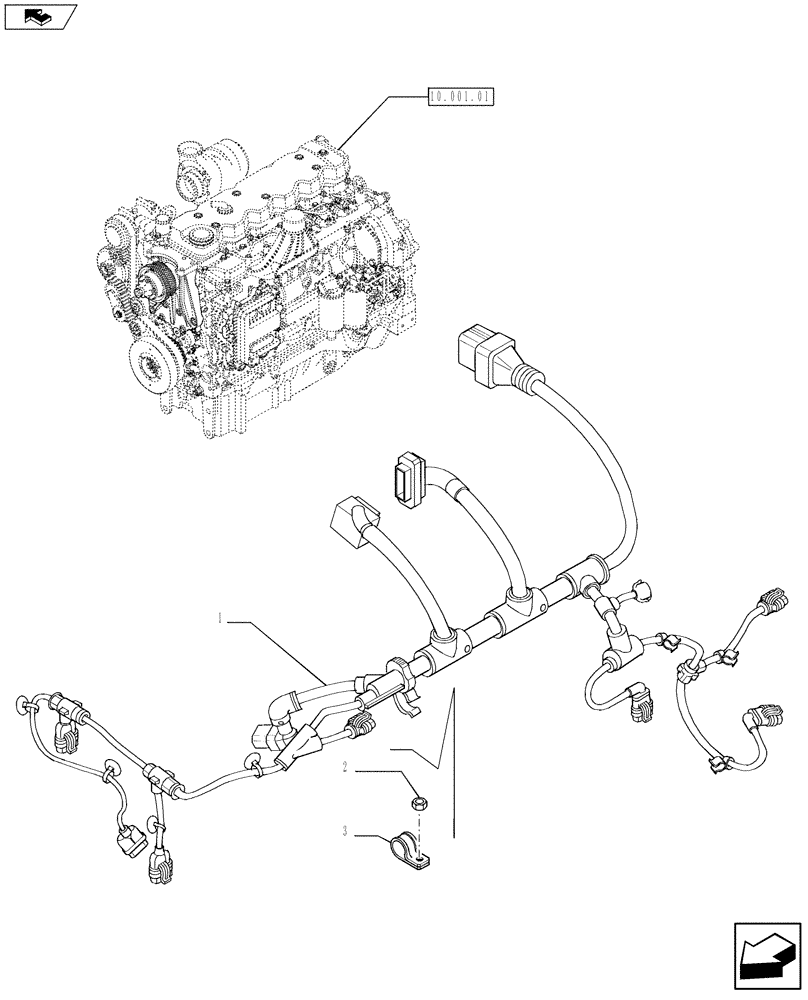 Схема запчастей Case IH F4DFE6132 A002 - (55.100.05) - CONNECTIONS CABLE FOR ENGINE INJECTION (84496921) (55) - ELECTRICAL SYSTEMS
