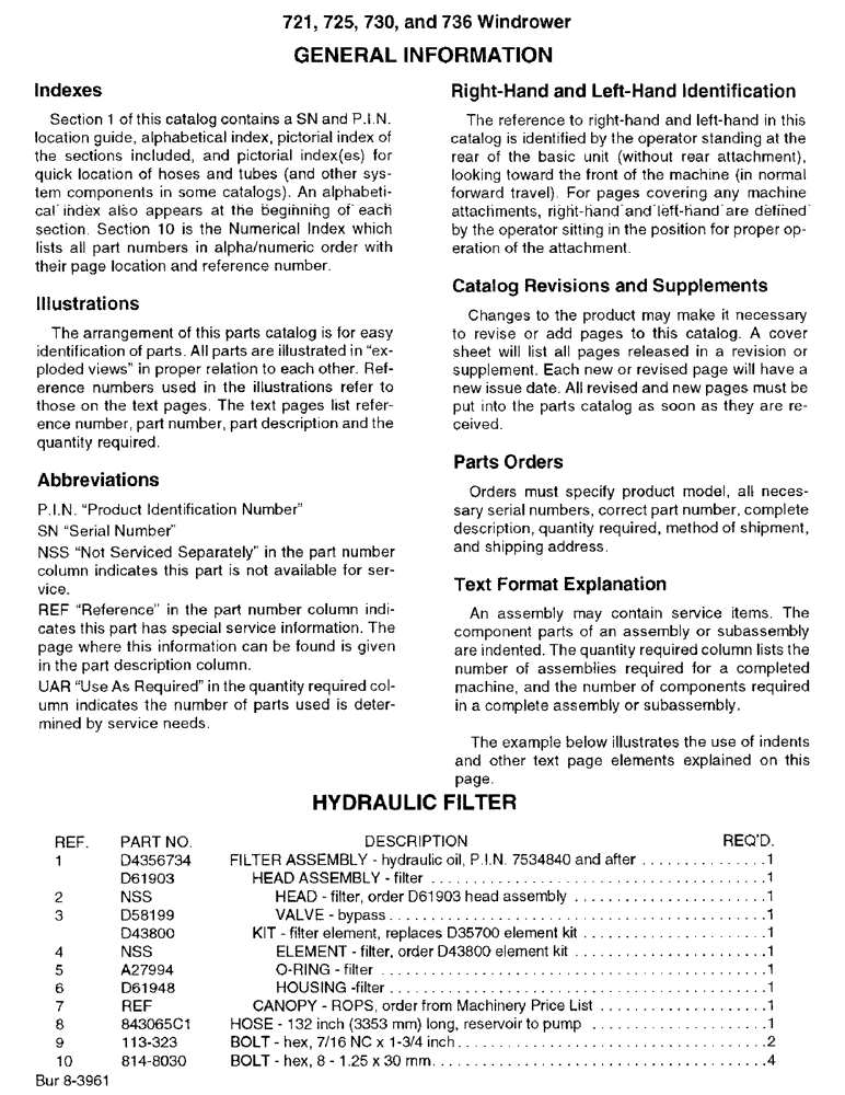 Схема запчастей Case IH 736 - (1-04) - GENERAL INFORMATION (00) - PICTORIAL INDEX