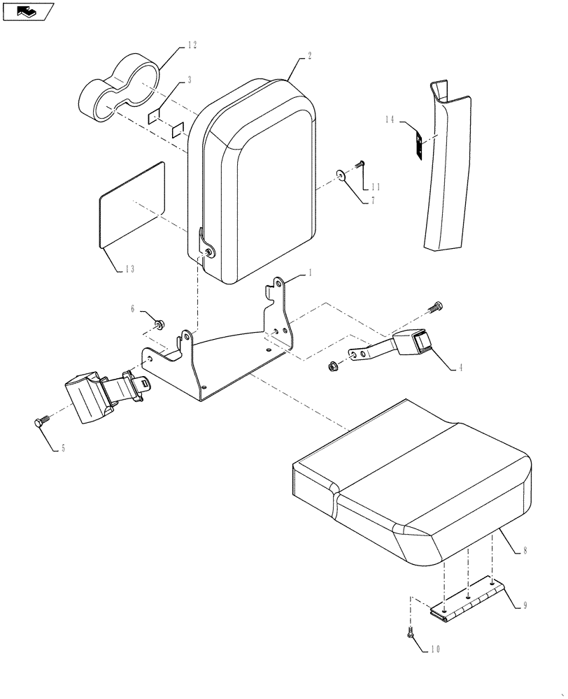 Схема запчастей Case IH 4420 - (01-022) - INSTRUCTIONAL SEAT ASSEMBLY, CLOTH, ENDING 01/2009 Cab Interior