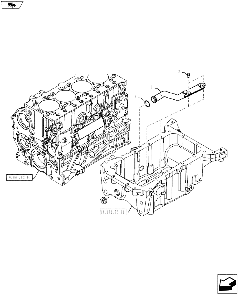 Схема запчастей Case IH FARMALL 65A - (10.304.01[03]) - OIL PUMP SUCTION TUBE (10) - ENGINE