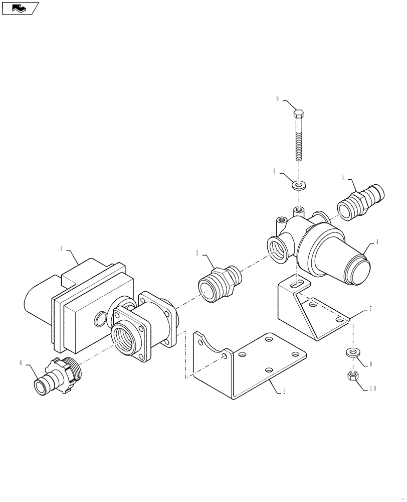 Схема запчастей Case IH 4420 - (09-003) - VALVE PLUMBING GROUP, 5 SECTION, CENTER Liquid Plumbing