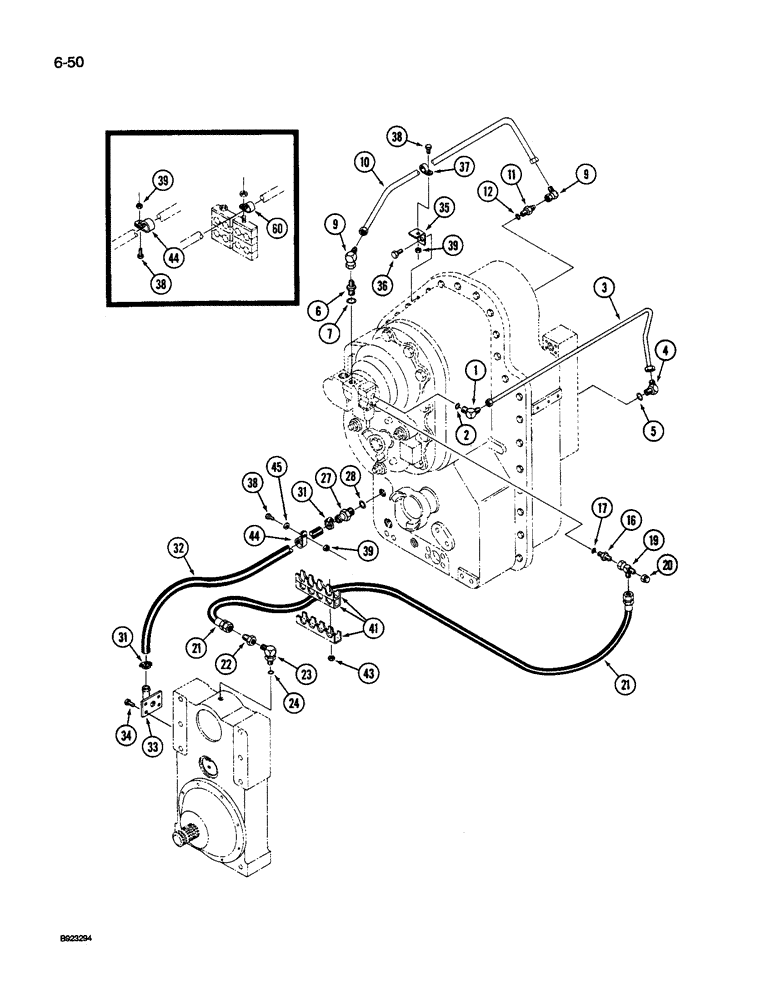 Схема запчастей Case IH 9250 - (6-050) - TRANSMISSION LUBRICATION, TRANSMISSION TO PTO TRANSFER CASE (06) - POWER TRAIN