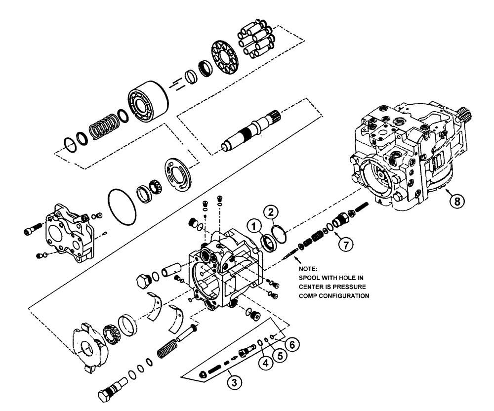 Схема запчастей Case IH 438 - (13-004) - PUMP, HYD-SERIES 45, CW, 14T Hydraulic Components